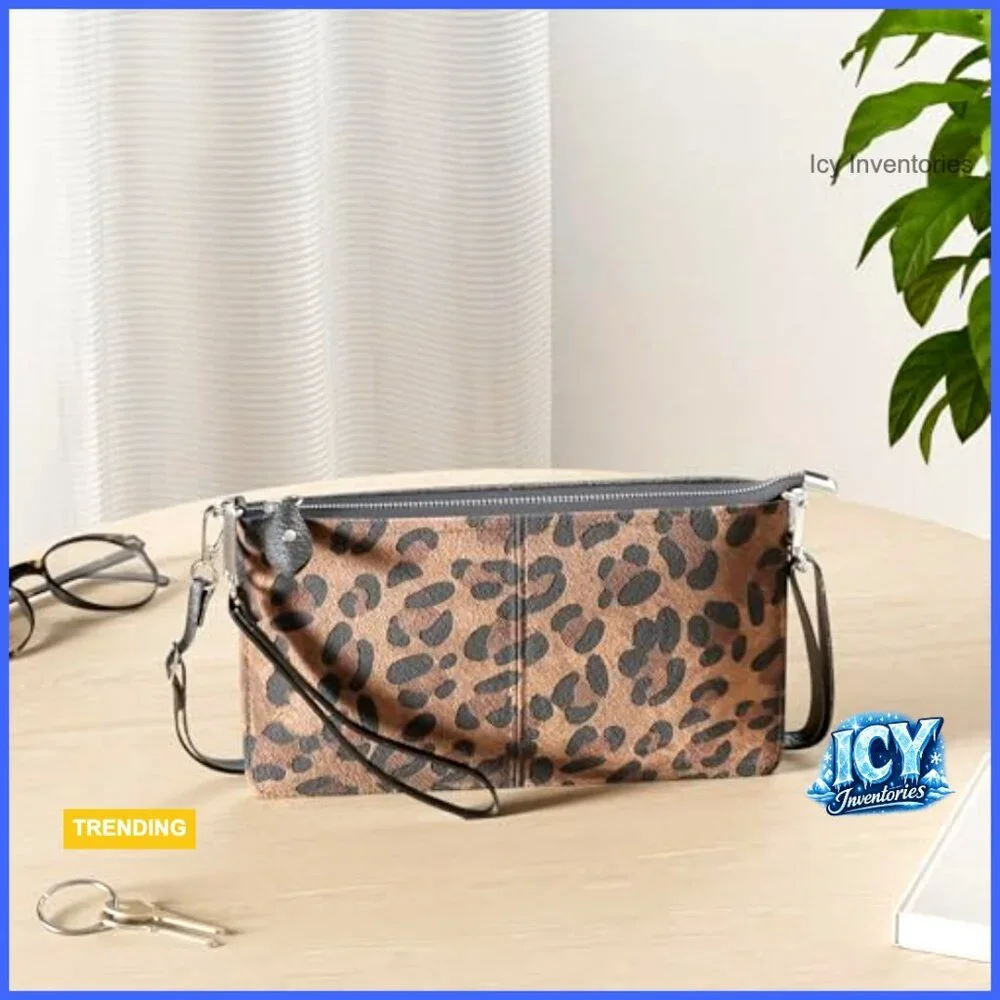 Genuine Leather Wristlet Clutch with RFID Blocking Card Slots